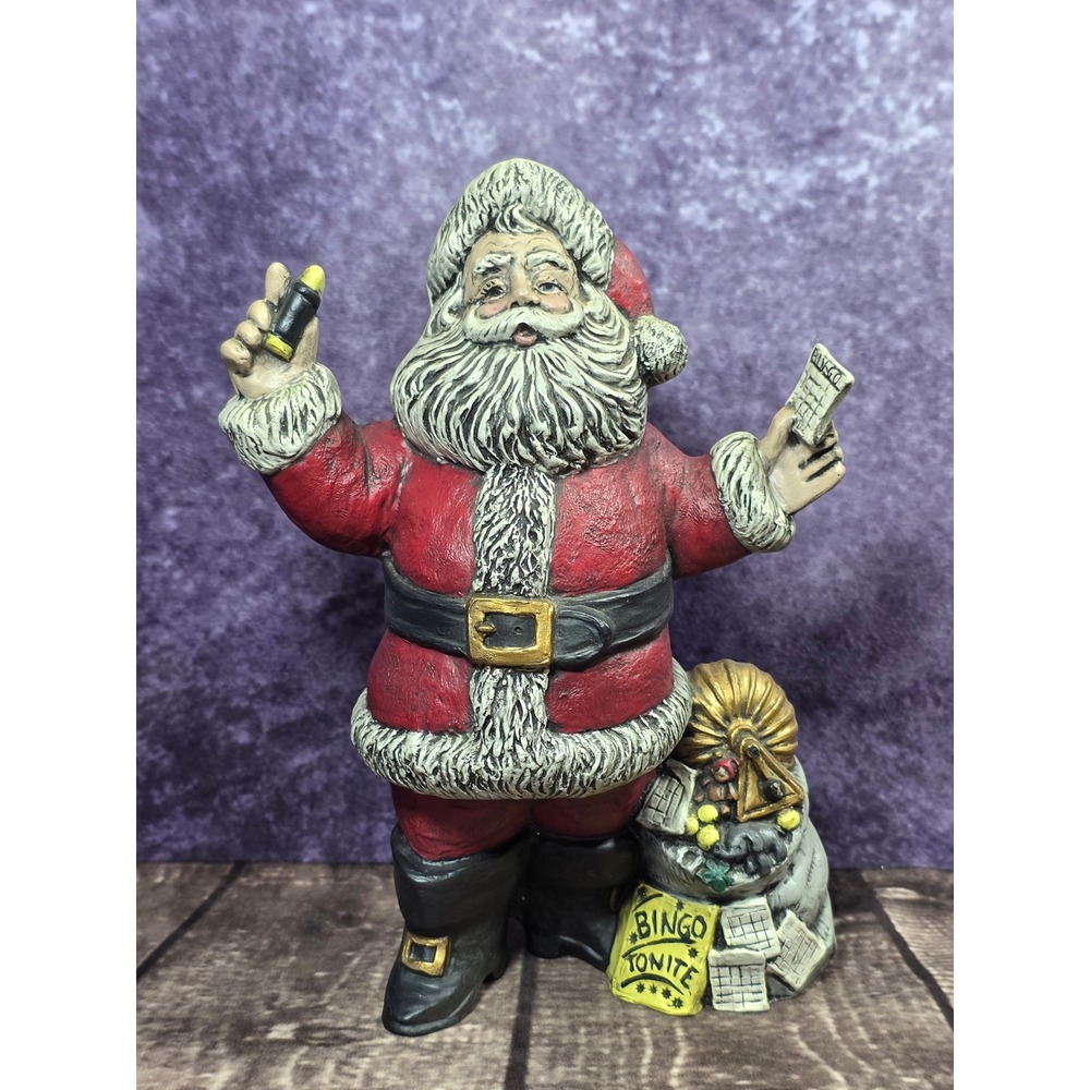 Vintage Style Bingo Santa Claus Figurine Christmas Decor Bingo Tonite Statue‎